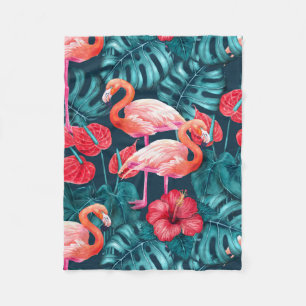 Flamingo-Vögel und tropische Gartenfarbe Fleecedecke