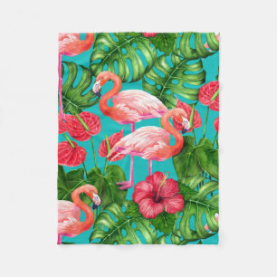 Flamingo-Vögel und tropische Gartenfarbe Fleecedecke