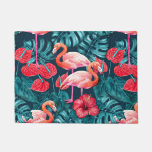 Flamingo-Vögel und tropische Gartenfarbe Fußmatte