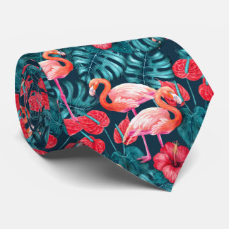 Flamingo-Vögel und tropische Gartenfarbe Krawatte
