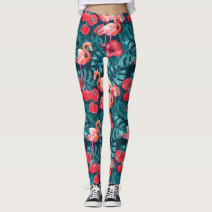 Flamingo-Vögel und tropische Gartenfarbe Leggings