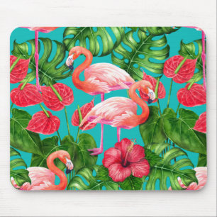Flamingo-Vögel und tropische Gartenfarbe Mousepad
