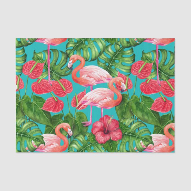 Flamingo-Vögel und tropische Gartenfarbe Seidenpapier (Vorderseite)