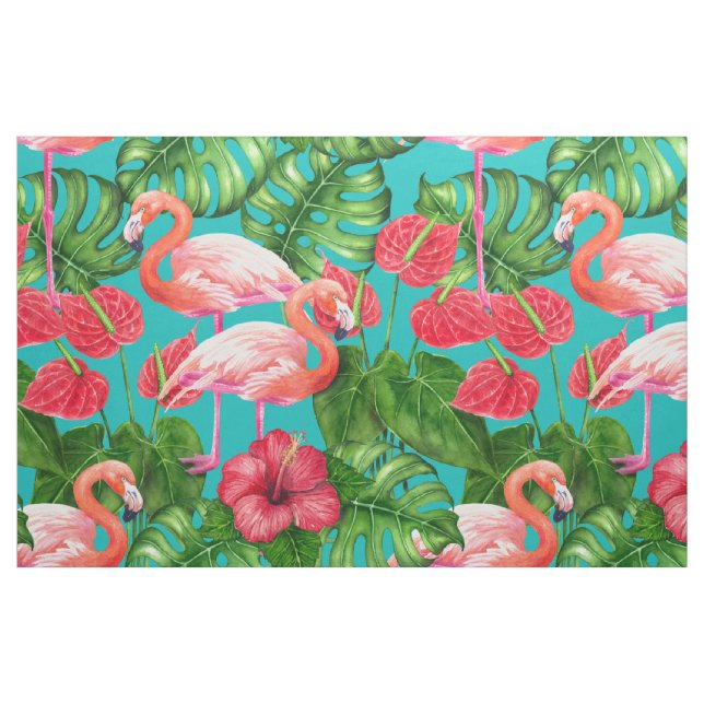 Flamingo-Vögel und tropische Gartenfarbe Stoff (Fat Quarter (45,7 x 55,9 cm))