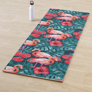 Flamingo-Vögel und tropische Gartenfarbe Yogamatte