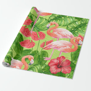 Flamingo-Vögel und tropische Pflanze Geschenkpapier