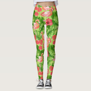 Flamingo-Vögel und tropische Pflanze Leggings