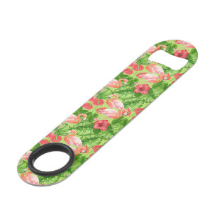 Flamingo-Vögel und tropische Pflanze Speed Flaschenöffner