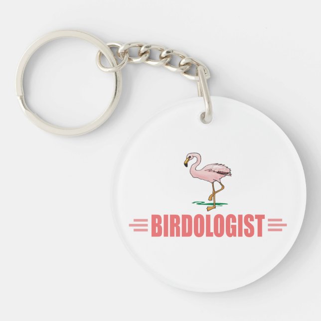 Flamingo-Vogelbeobachtung Schlüsselanhänger (Vorderseite)