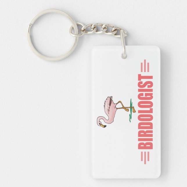 Flamingo-Vogelbeobachtung Schlüsselanhänger (Vorderseite)