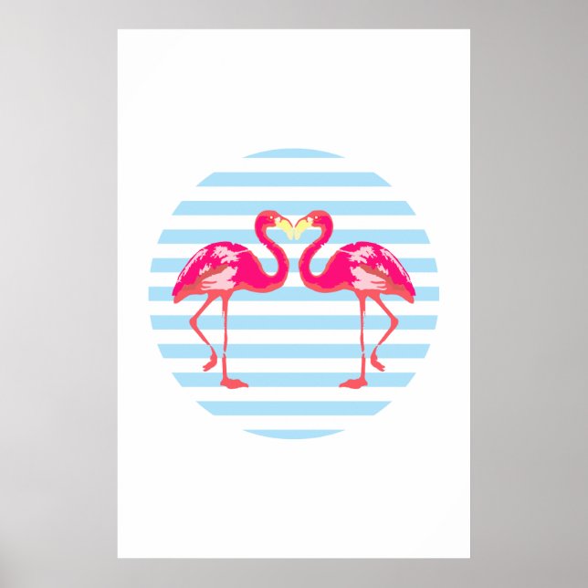 Flamingo, Vogelposter, Sommerfarben, Poster (Vorne)