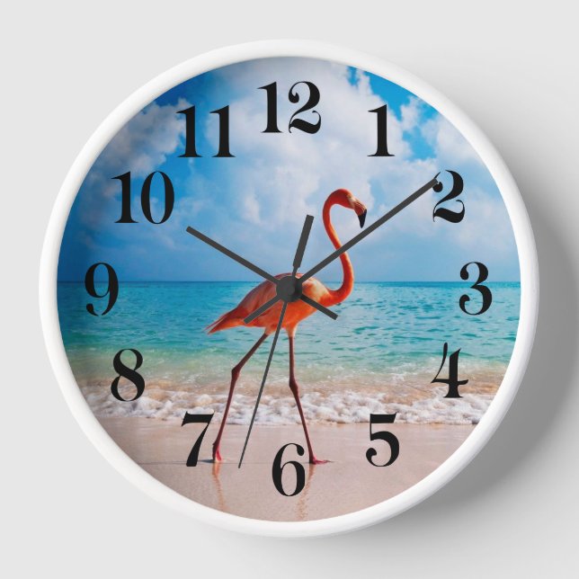 Flamingo Wanduhr (Vorderseite)