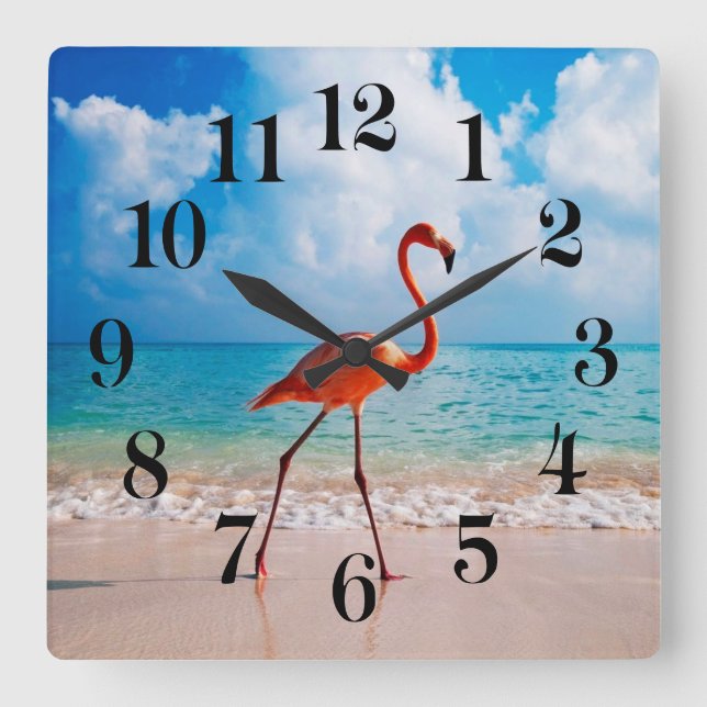 Flamingo Wanduhr (Vorderseite)