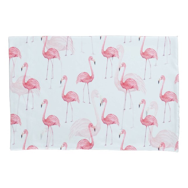 Flamingo Wasserfarbe, pastellfarbener Hintergrund  Kissenbezug (Vorderseite)
