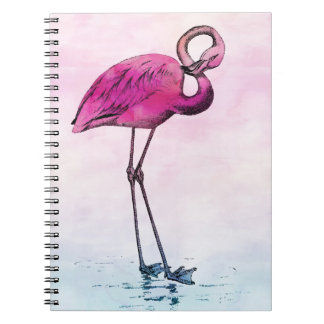 Flamingo Wasserfarbe Vintag rosa Flamingos Retro Notizblock