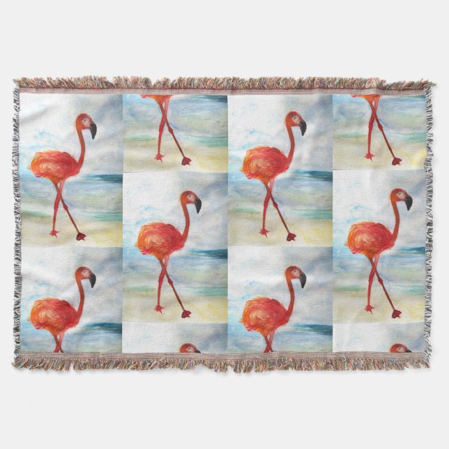 Flamingo Watercolor Art Throw Blanket Decke (Vorderseite)