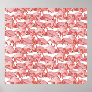 Flamingo Watercolor: Nahtloses kleines Muster Poster