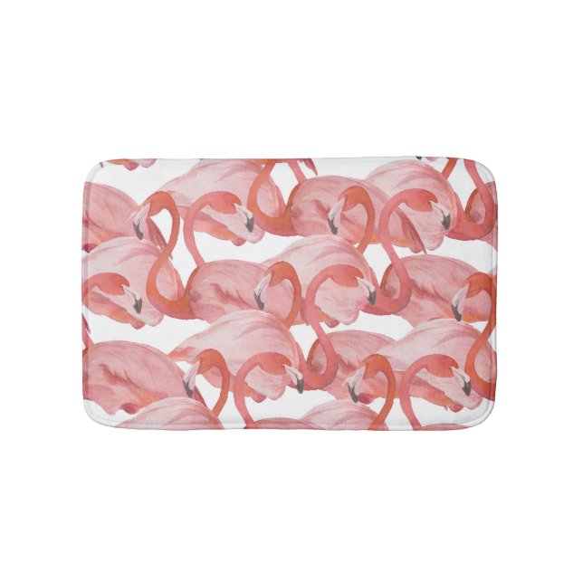 Flamingo Watercolor: Nahtloses Muster Badematte (Vorderseite)