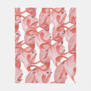 Flamingo Watercolor: Nahtloses Muster Fleecedecke