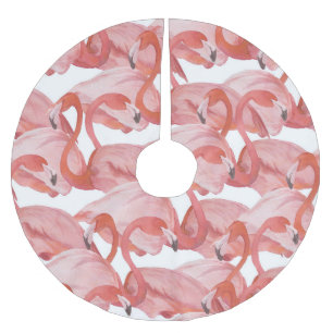 Flamingo Watercolor: Nahtloses Muster Polyester Weihnachtsbaumdecke