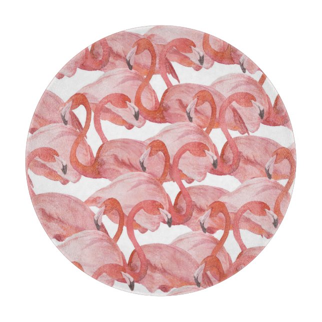 Flamingo Watercolor: Nahtloses Muster Schneidebrett (Vorderseite)