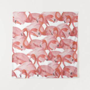 Flamingo Watercolor: Nahtloses Muster Wandteppich