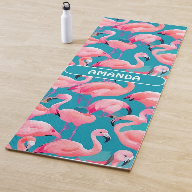 Flamingo Watercolor Personalisiertes Muster Yogamatte (Beispiel)
