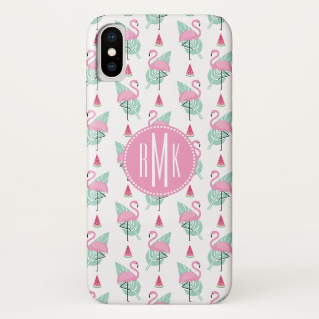 Flamingo & Watermelon Pastel Pattern Case-Mate iPhone Hülle (Rückseite)