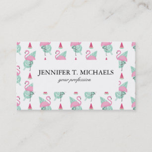 Flamingo & Watermelon Pastel Pattern Visitenkarte