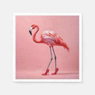 Flamingo Wearing Red High Heels Serviette
