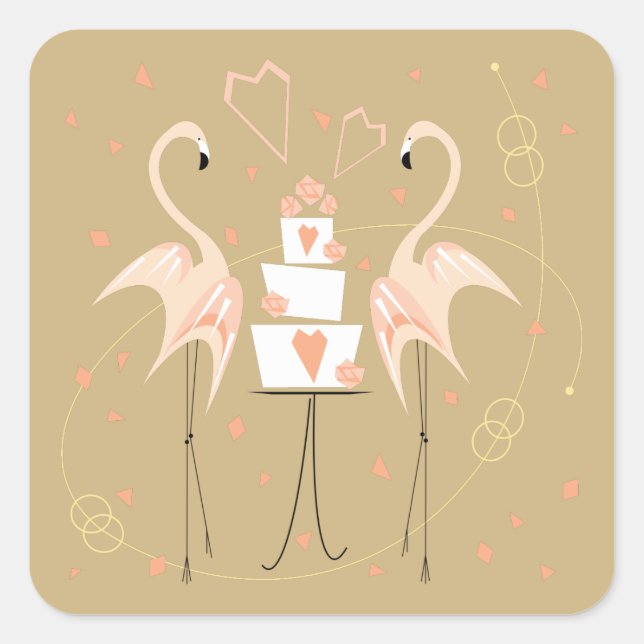 Flamingo Wedding Aufkleber (Vorderseite)
