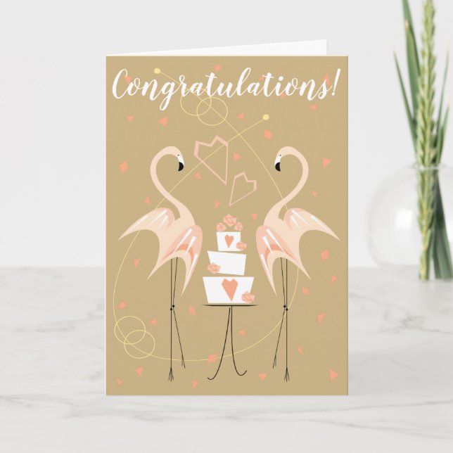 Flamingo Wedding Gratulation Text Karte (Vorderseite)