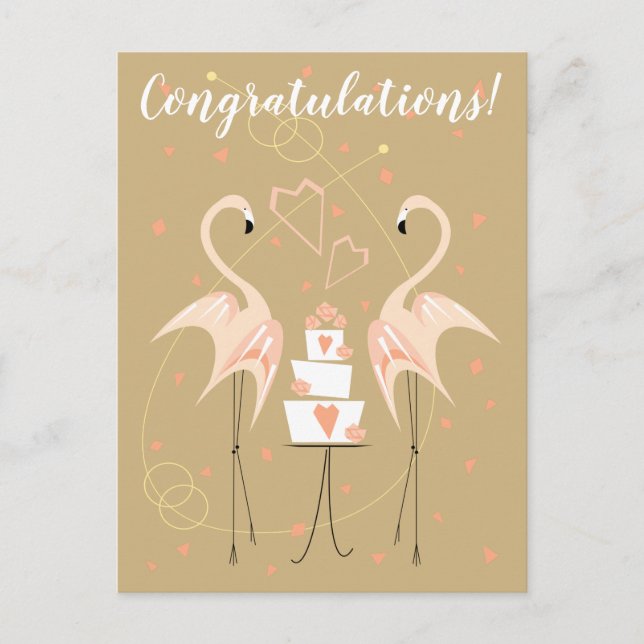 Flamingo Wedding Herzlichen Glückwunsch Postkarten (Vorderseite)