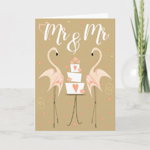 Flamingo Wedding Mr. & Mr Text Karte