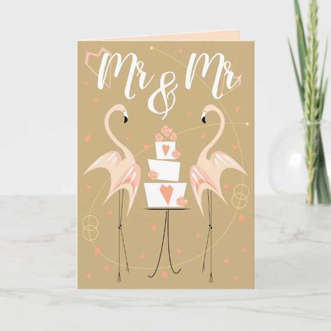 Flamingo Wedding Mr. & Mr. Text peach inside Karte (Vorderseite)