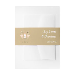 Flamingo Wedding Names Date Portrait Einladungsbanderole