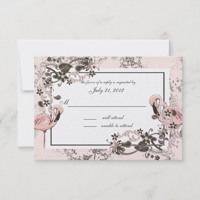 Flamingo Wedding Response RSVP Karte (Vorderseite)