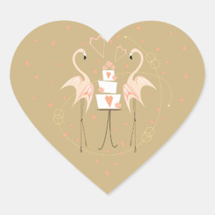 Flamingo Wedding Sticker Herz