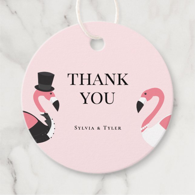 Flamingo Wedding Thank You Geschenkanhänger (Vorderseite)