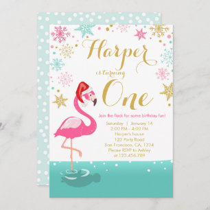 Flamingo Weihnachten Einladung Winter Schnee