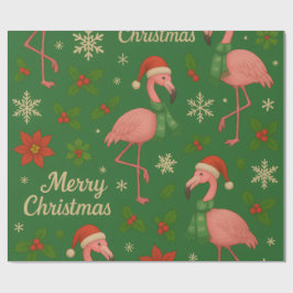 Flamingo Weihnachten: Holly Jolly Greetings Geschenkpapier