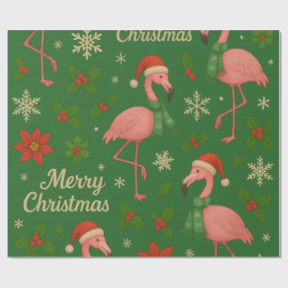 Flamingo Weihnachten: Holly Jolly Greetings Geschenkpapier