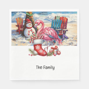 Flamingo Weihnachten im Juli am Strand Serviette