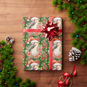 Flamingo Weihnachten mit Weihnachtsmannmütze und P Geschenkpapier