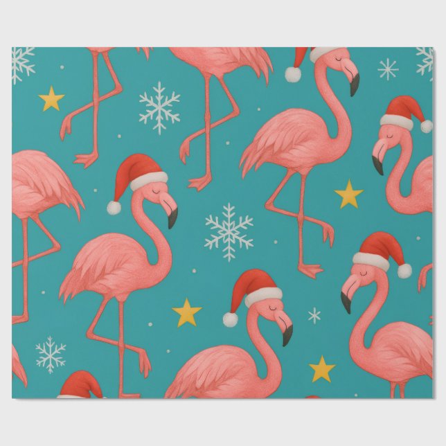 Flamingo Weihnachten: Winterwünsche Geschenkpapier (Flach)