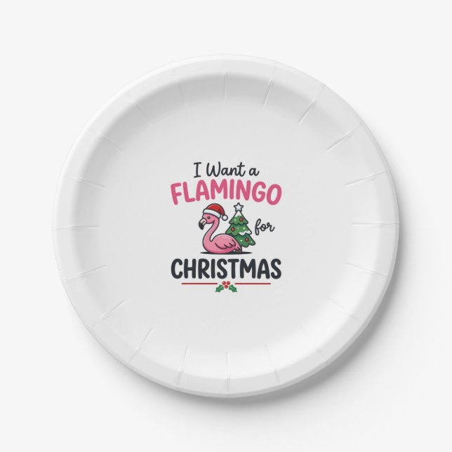 Flamingo Weihnachten Zitat Vektor Pappteller (Vorderseite)
