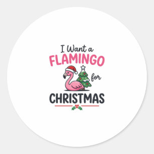 Flamingo Weihnachten Zitat Vektor Runder Aufkleber