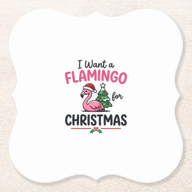 Flamingo Weihnachten Zitat Vektor Untersetzer (Vorderseite)