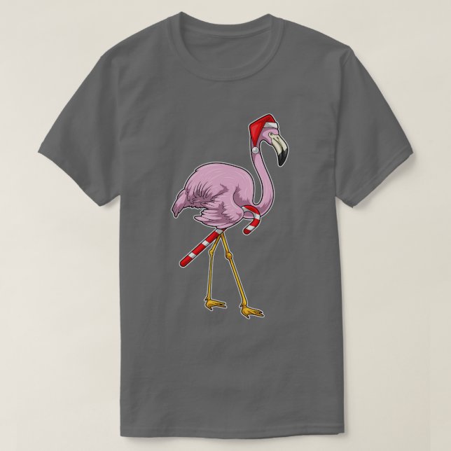 Flamingo Weihnachts-Candy cane TShirt (Design vorne)