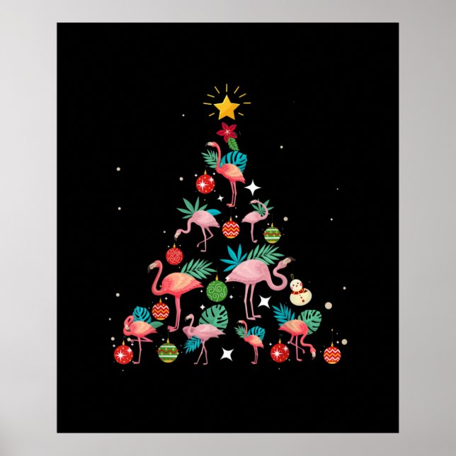Flamingo-Weihnachtsbaum Poster (Vorne)